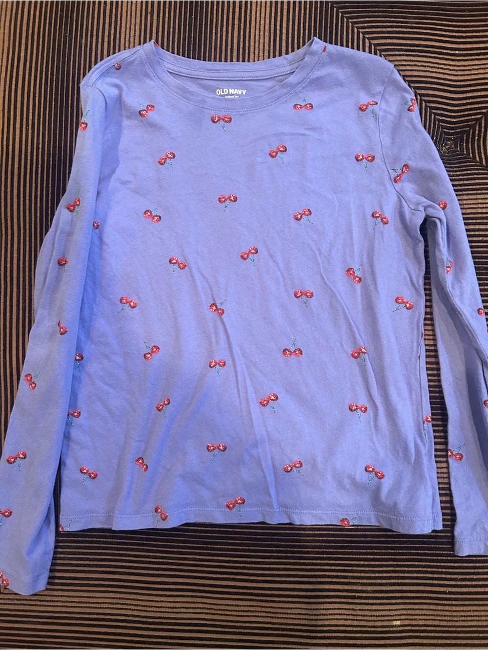 Old Navy Lavender Long Sleeve Tee with Red Cherry Motif